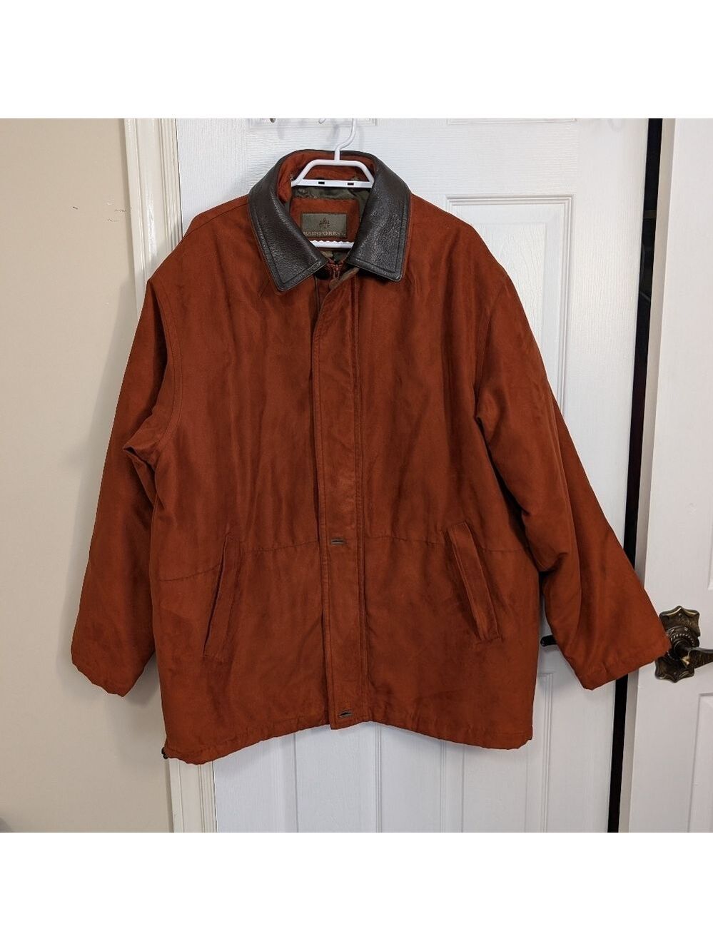 Rainforest Men's Suede Leather Thermolite Brown Jacket with Black Collar Size XL